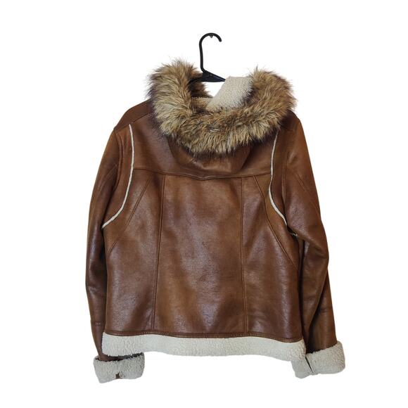 Vtg Y2K LEI Penny Lane Coat Faux Suede & Fur Hooded Jacket Sherpa Lined Large - Picture 2 of 11